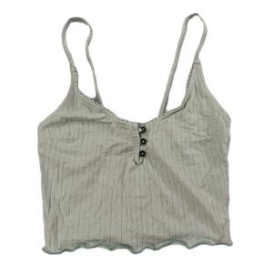urban outfitters light minty teal ribbed tank with button accents